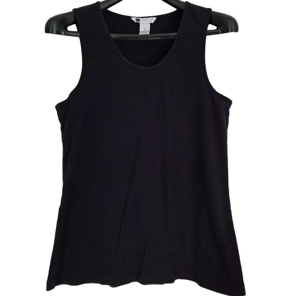 CAROLE LITTLE Black Cotton  Ribbed Tank XL